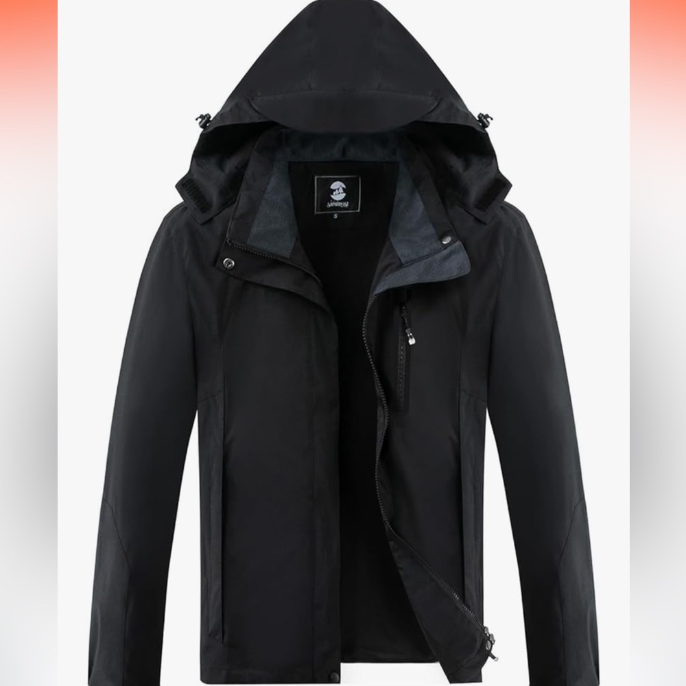 SaphiRose Rain Coat XL Black Women's Waterproof Poncho Removable Hood
